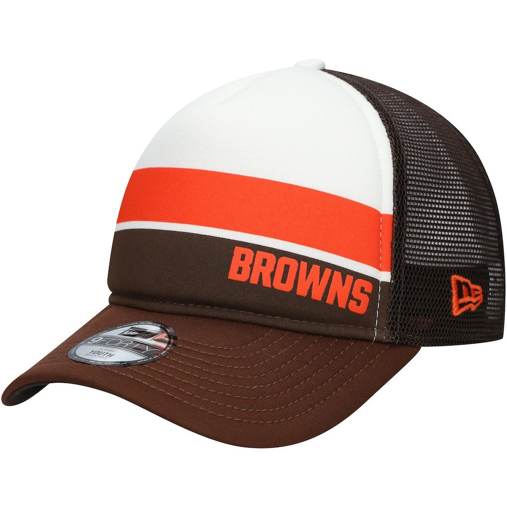 Youth Sport Night Color Block 9FORTY A-Frame Trucker Adjustable Hat - Cleveland Browns