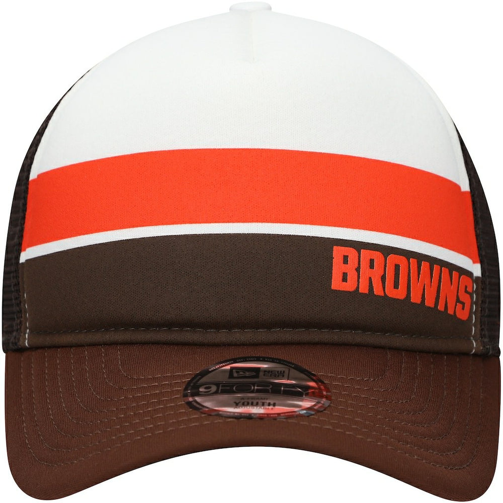 Youth Sport Night Color Block 9FORTY A-Frame Trucker Adjustable Hat - Cleveland Browns