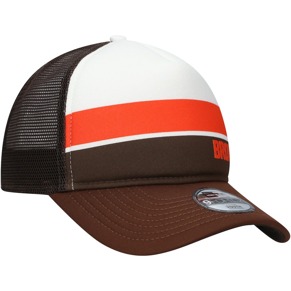 Youth Sport Night Color Block 9FORTY A-Frame Trucker Adjustable Hat - Cleveland Browns