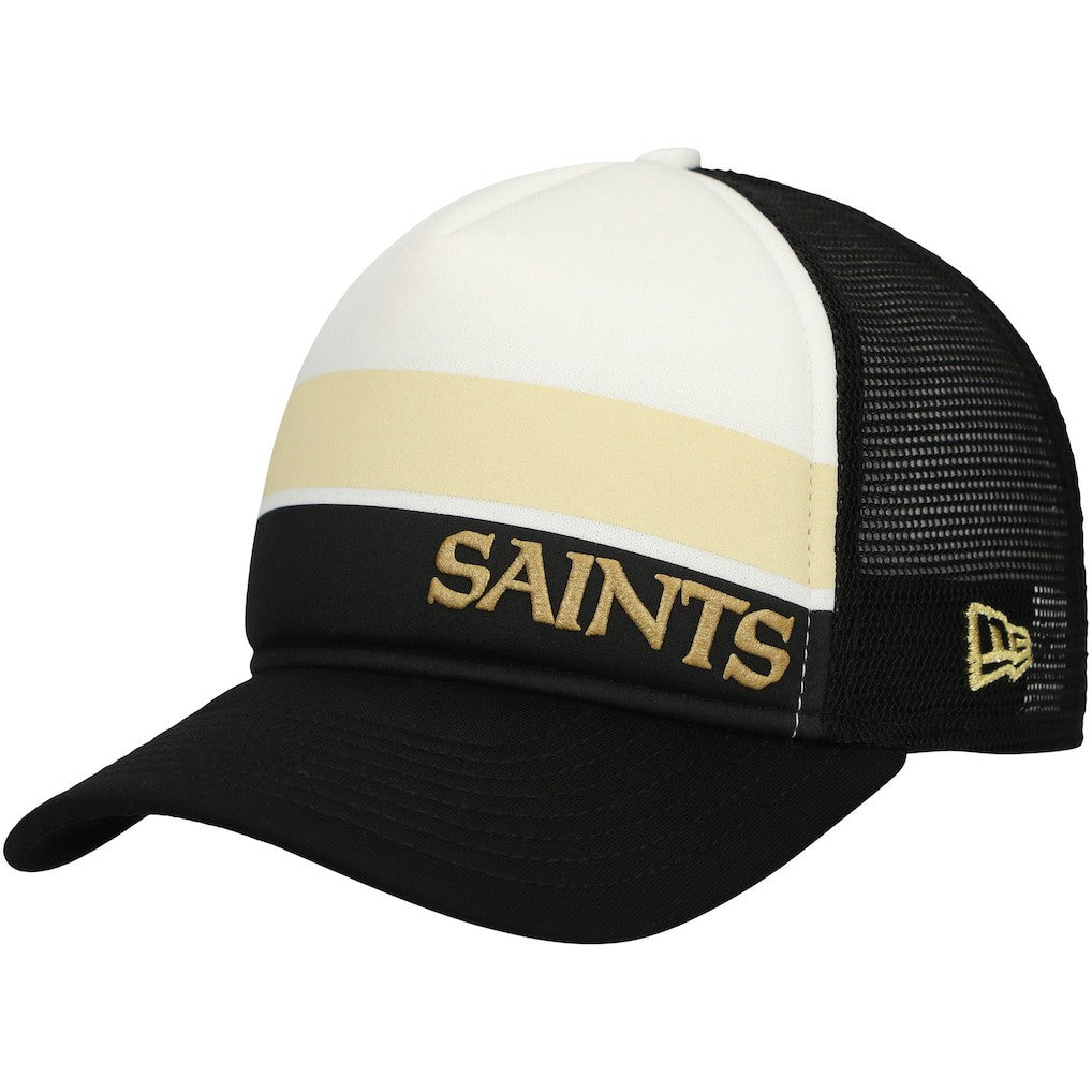 Youth Sport Night Color Block 9FORTY A-Frame Trucker Adjustable Hat - New Orleans Saints