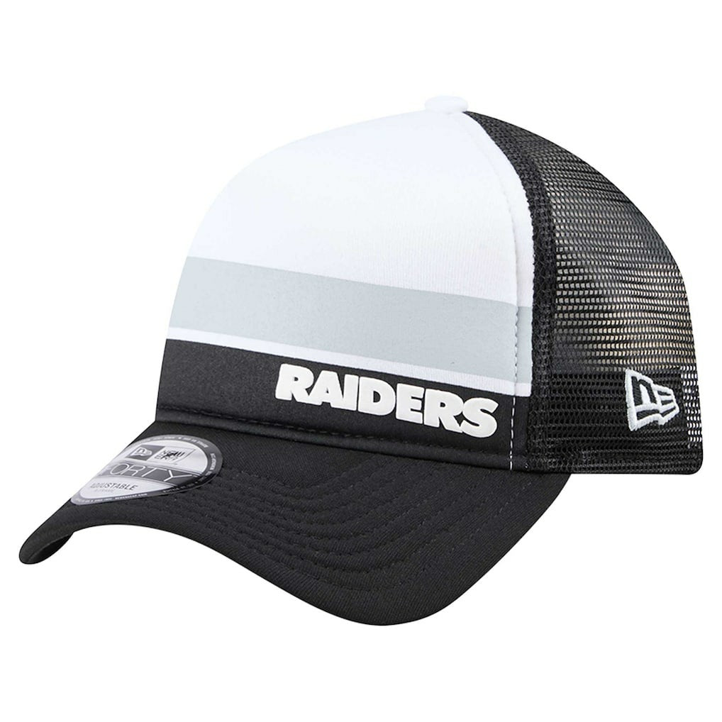 Youth Sport Night Color Block 9FORTY A-Frame Trucker Adjustable Hat - Las Vegas Raiders