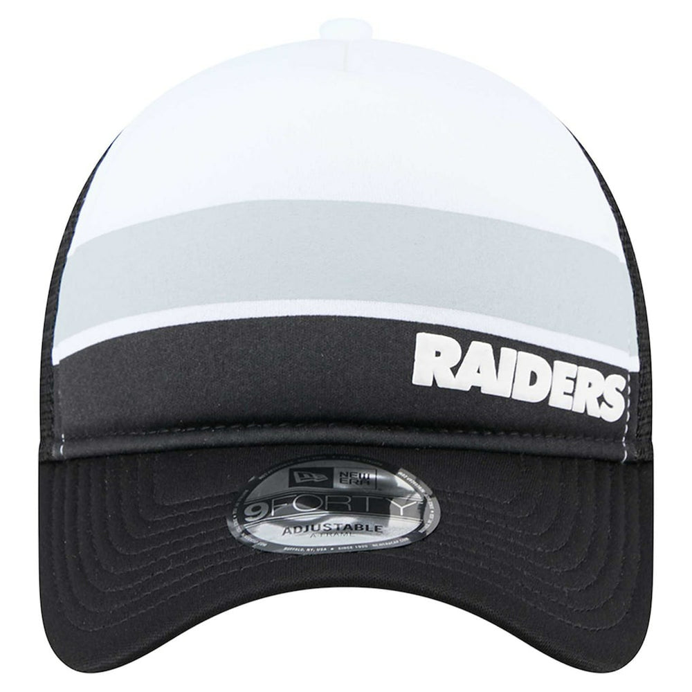 Youth Sport Night Color Block 9FORTY A-Frame Trucker Adjustable Hat - Las Vegas Raiders