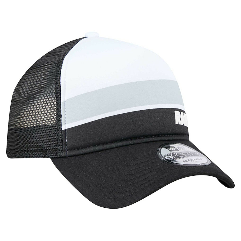 Youth Sport Night Color Block 9FORTY A-Frame Trucker Adjustable Hat - Las Vegas Raiders