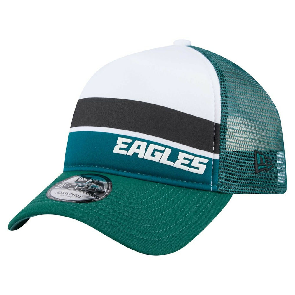 Youth Sport Night Color Block 9FORTY A-Frame Trucker Adjustable Hat - Philadelphia Eagles
