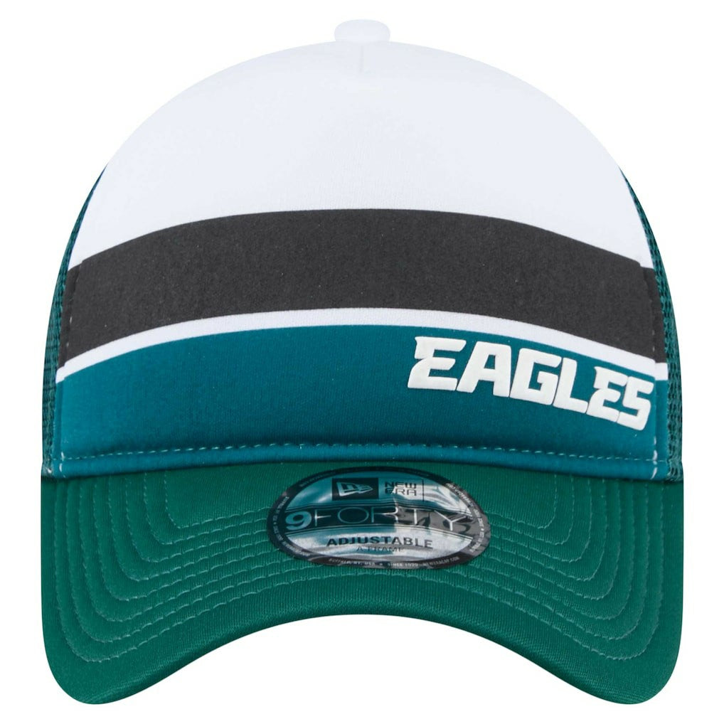 Youth Sport Night Color Block 9FORTY A-Frame Trucker Adjustable Hat - Philadelphia Eagles
