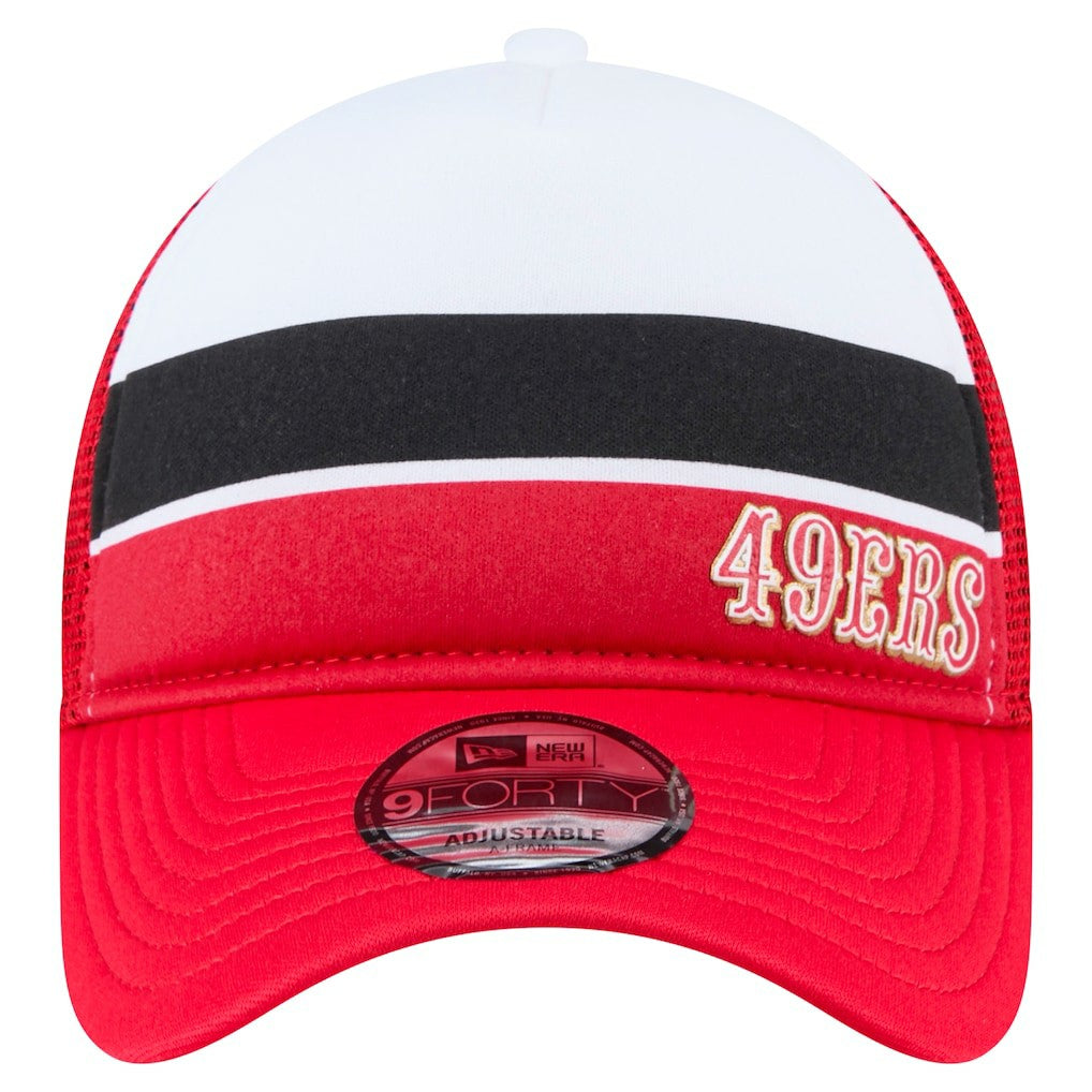 Youth Sport Night Color Block 9FORTY A-Frame Trucker Adjustable Hat - San Francisco 49ers