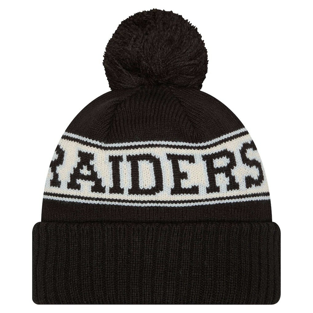 Youth  Retro Cuffed Knit Hat with Pom - Las Vegas Raiders