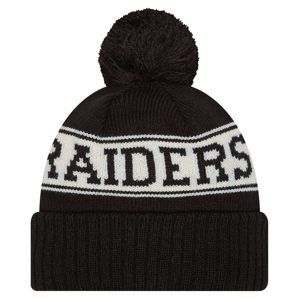 Youth  Retro Cuffed Knit Hat with Pom - Las Vegas Raiders