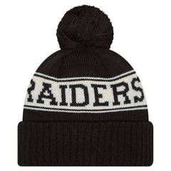 Youth  Retro Cuffed Knit Hat with Pom - Las Vegas Raiders