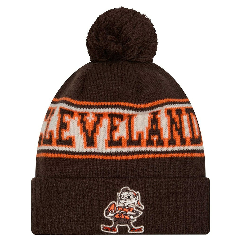 Youth  Retro Cuffed Knit Hat with Pom - Cleveland Browns
