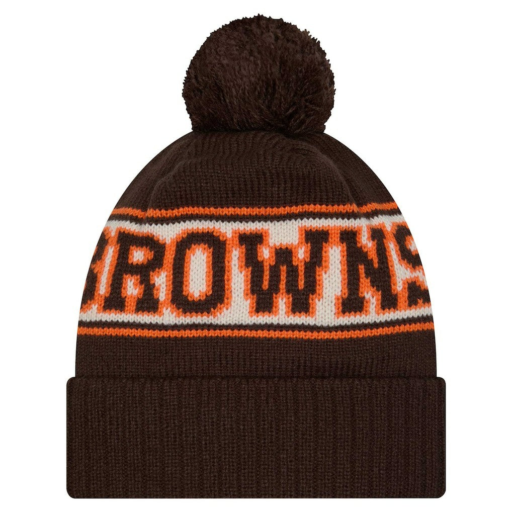 Youth  Retro Cuffed Knit Hat with Pom - Cleveland Browns