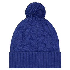 Girls Youth Cabled Cuffed Knit Hat with Pom - New York Giants