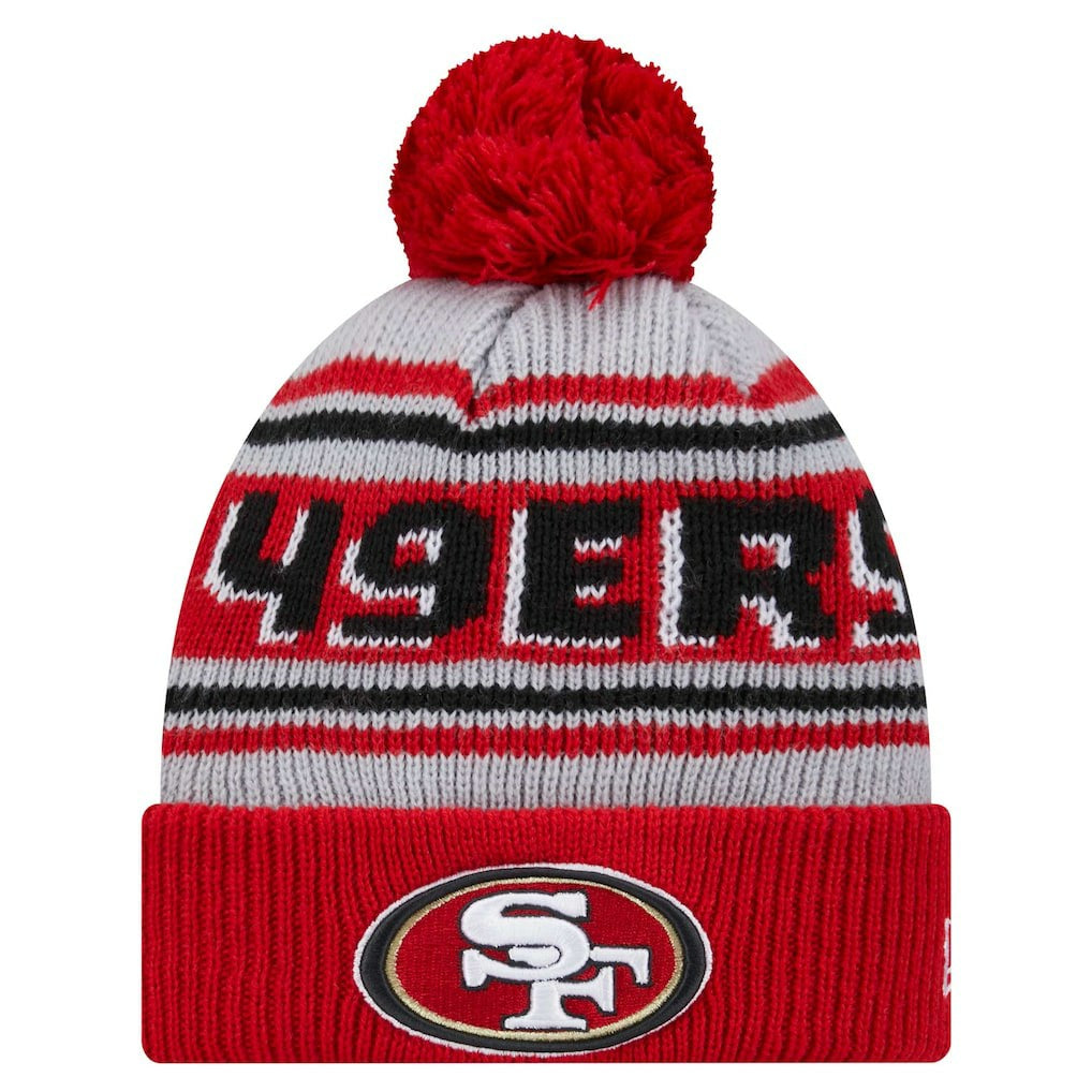 Youth Main Cuffed Knit Hat with Pom - San Francisco 49ers