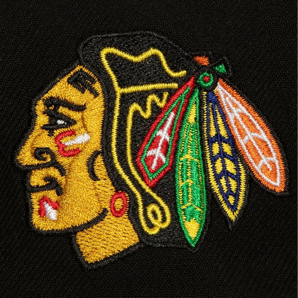 NHL Black Chicago Blackhawks Mitchell & Ness Retro Script Colorblock Snapback Hat