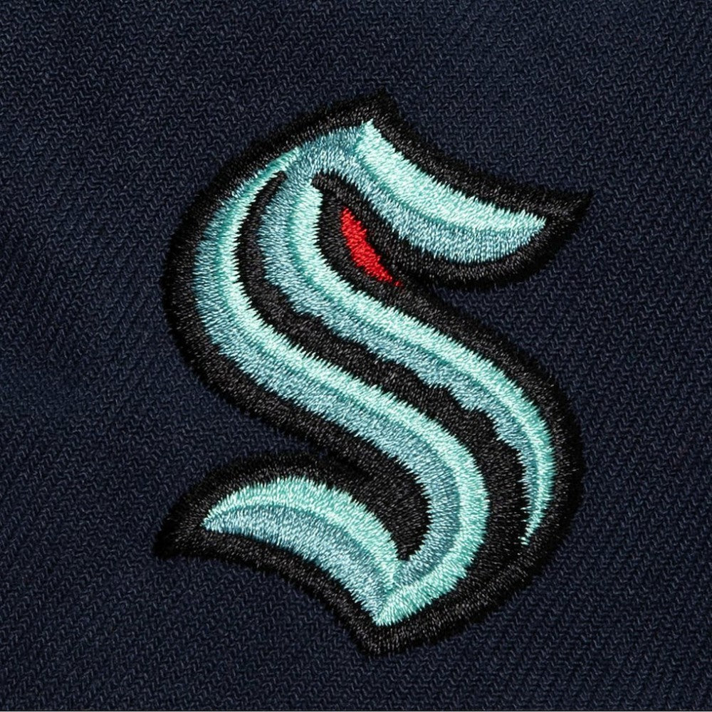 NHL Deep Sea Blue Seattle Kraken Mitchell & Ness Retro Script Colorblock Snapback Hat