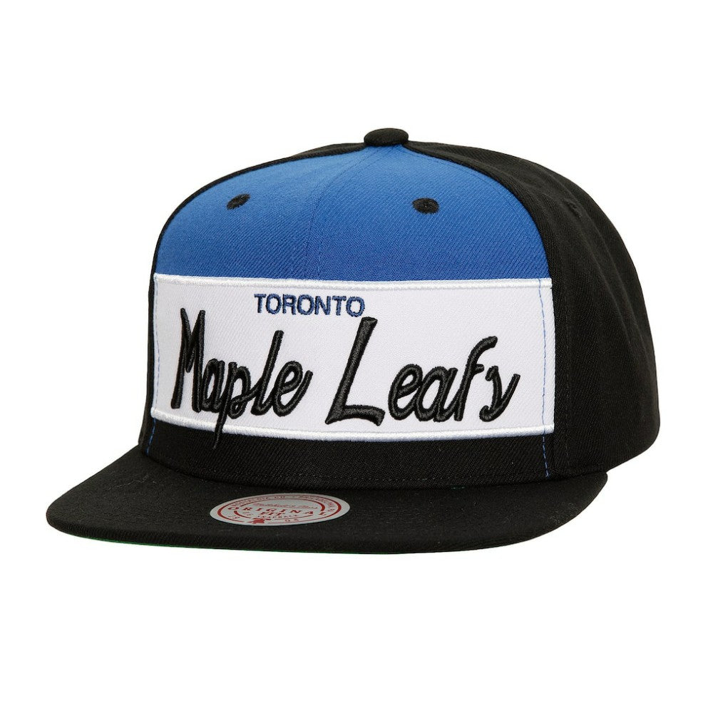 NHL Black Toronto Maple Leafs Mitchell & Ness Retro Script Colorblock Snapback Hat