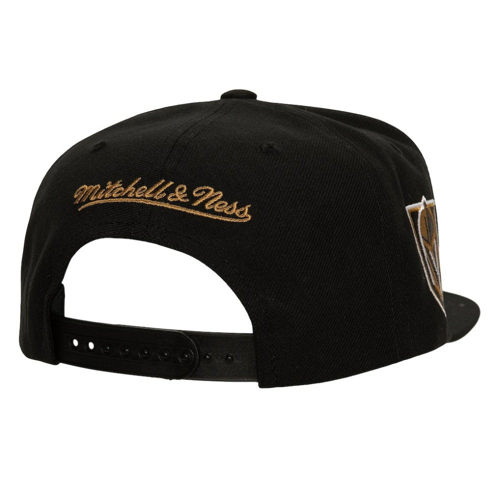NHL Black Vegas Golden Knights Mitchell & Ness Retro Script Colorblock Snapback Hat