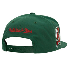 NHL Green New Jersey Devils Mitchell & Ness Retro Script Colorblock Snapback Hat