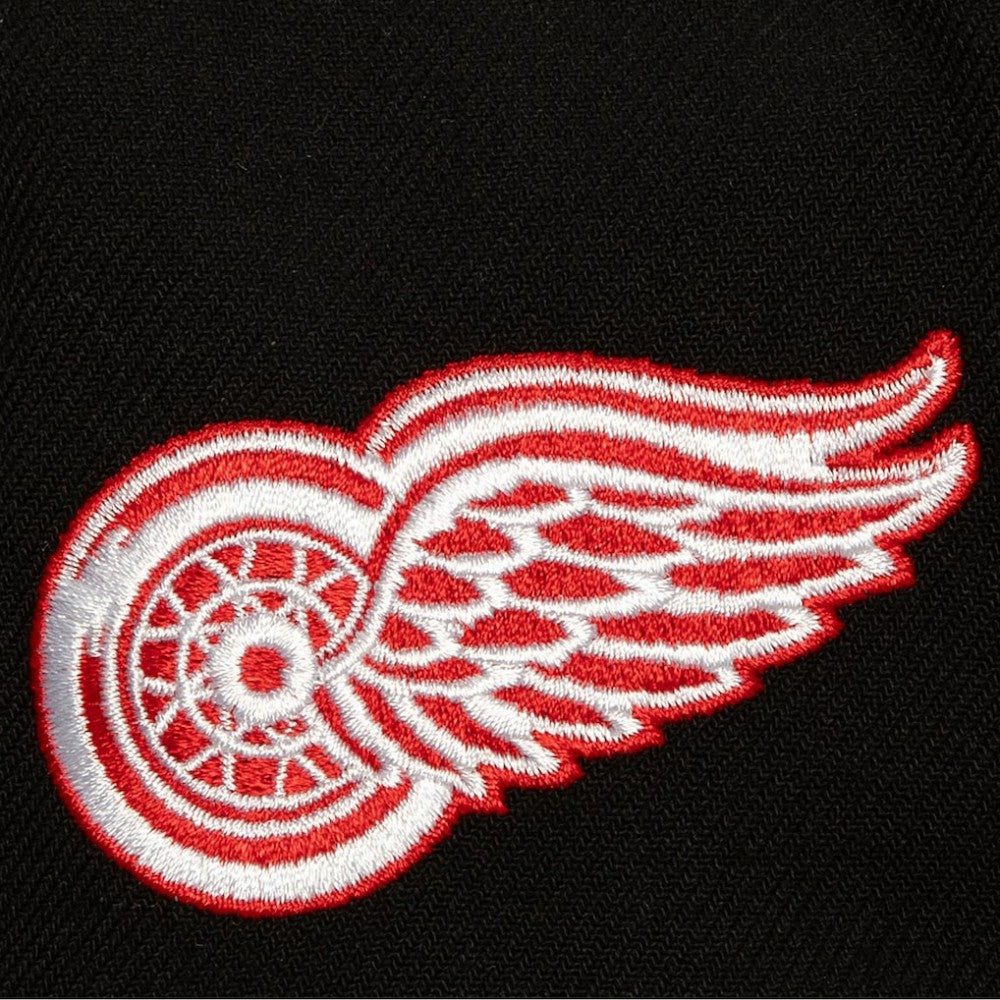 NHL Black Detroit Red Wings Mitchell & Ness Retro Script Colorblock Snapback Hat