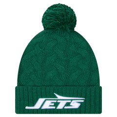 Women's Cable Cuffed Knit Hat with Pom - New York Jets