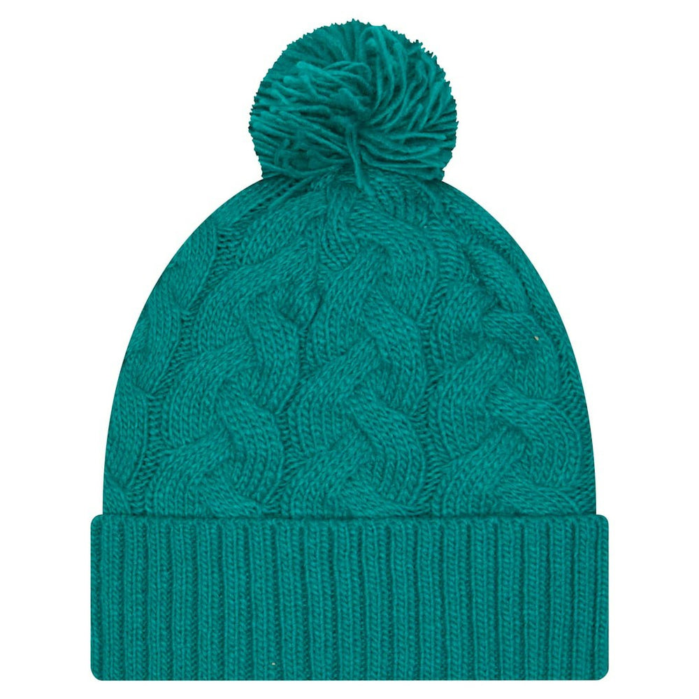 Women's Cable Cuffed Knit Hat with Pom - Miami Dolphins