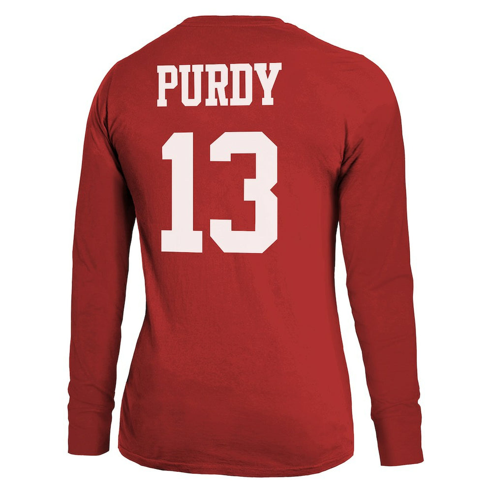 Brock Purdy  Majestic Threads Women's Player Name & Number Long Sleeve T-Shirt - San Francisco 49ers