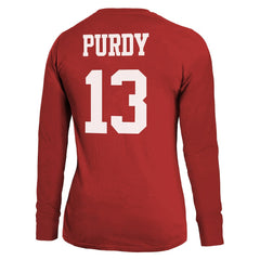 Brock Purdy  Majestic Threads Women's Player Name & Number Long Sleeve T-Shirt - San Francisco 49ers