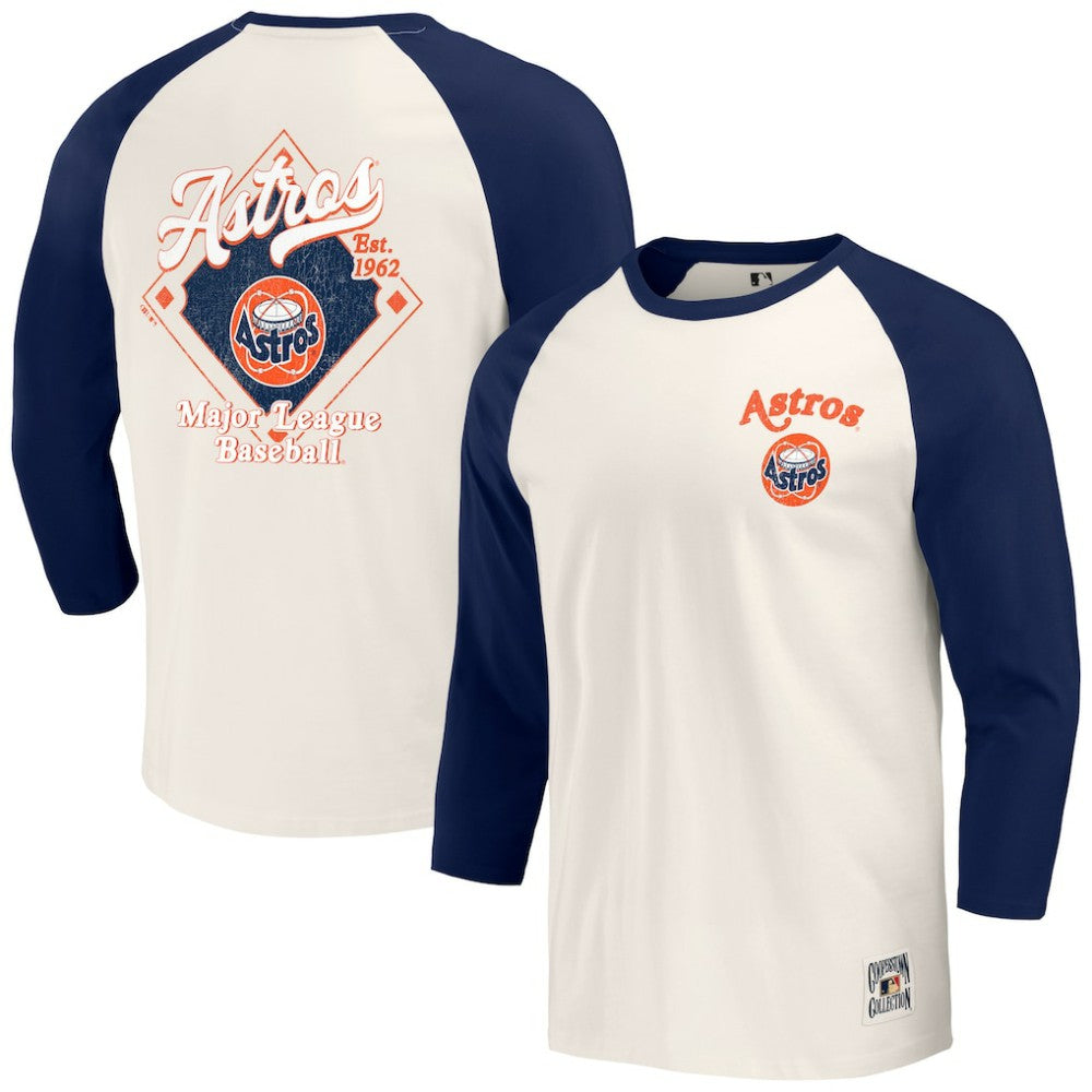 MLB Houston Astros Darius Rucker Collection by Fanatics Cooperstown Collection Raglan 3/4-Sleeve T-Shirt