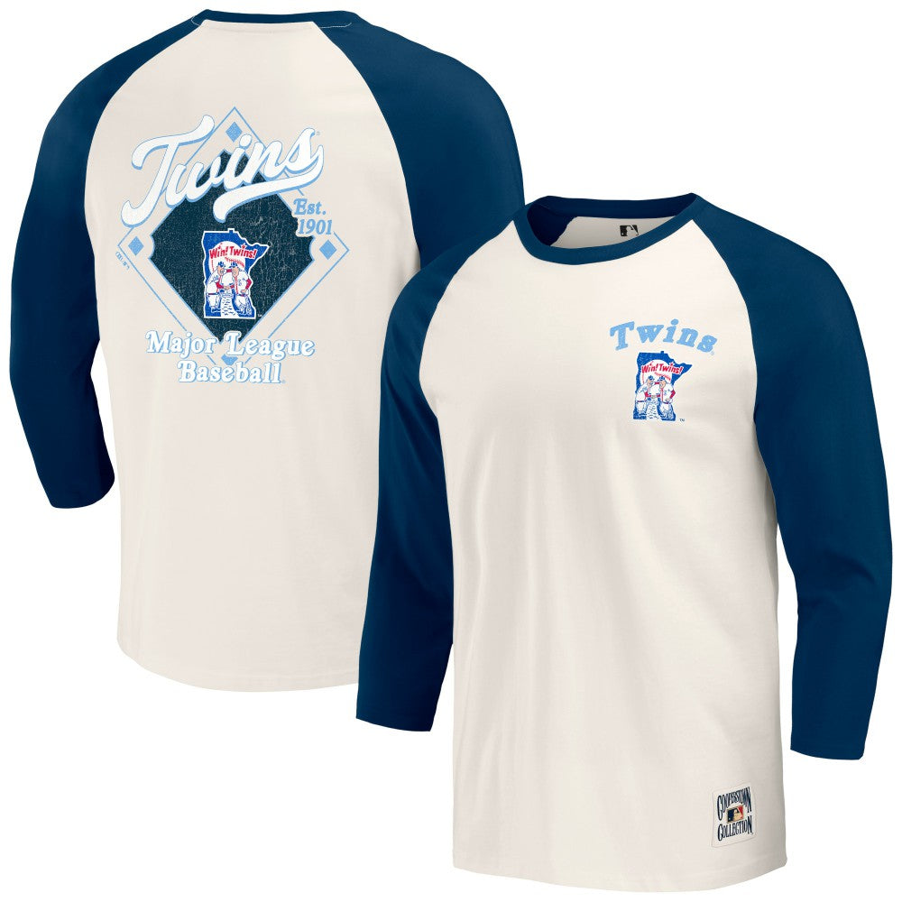 MLB Minnesota Twins Darius Rucker Collection by Fanatics Cooperstown Collection Raglan 3/4-Sleeve T-Shirt