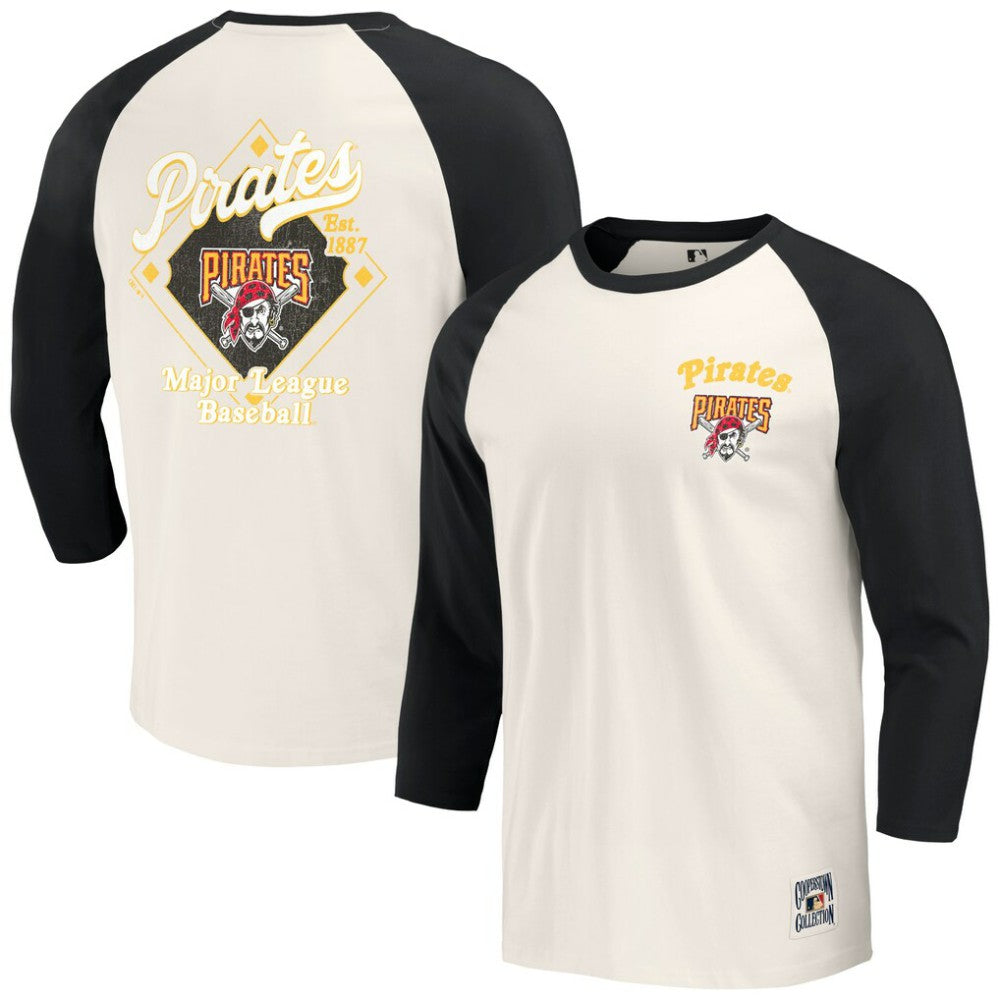 MLB Pittsburgh Pirates Darius Rucker Collection by Fanatics Cooperstown Collection Raglan 3/4-Sleeve T-Shirt