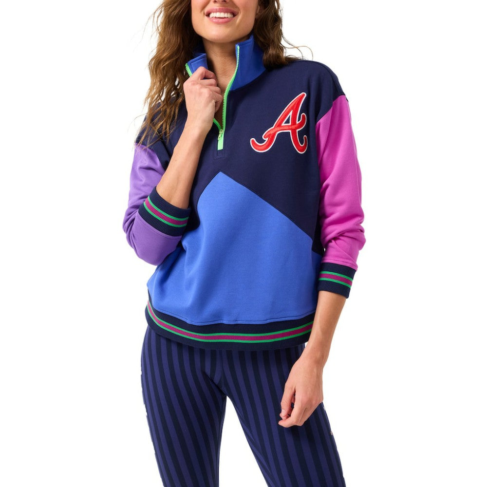 MLB Atlanta Braves Terez Women's Classic Colorblock Quarter-Zip Sweatshirt