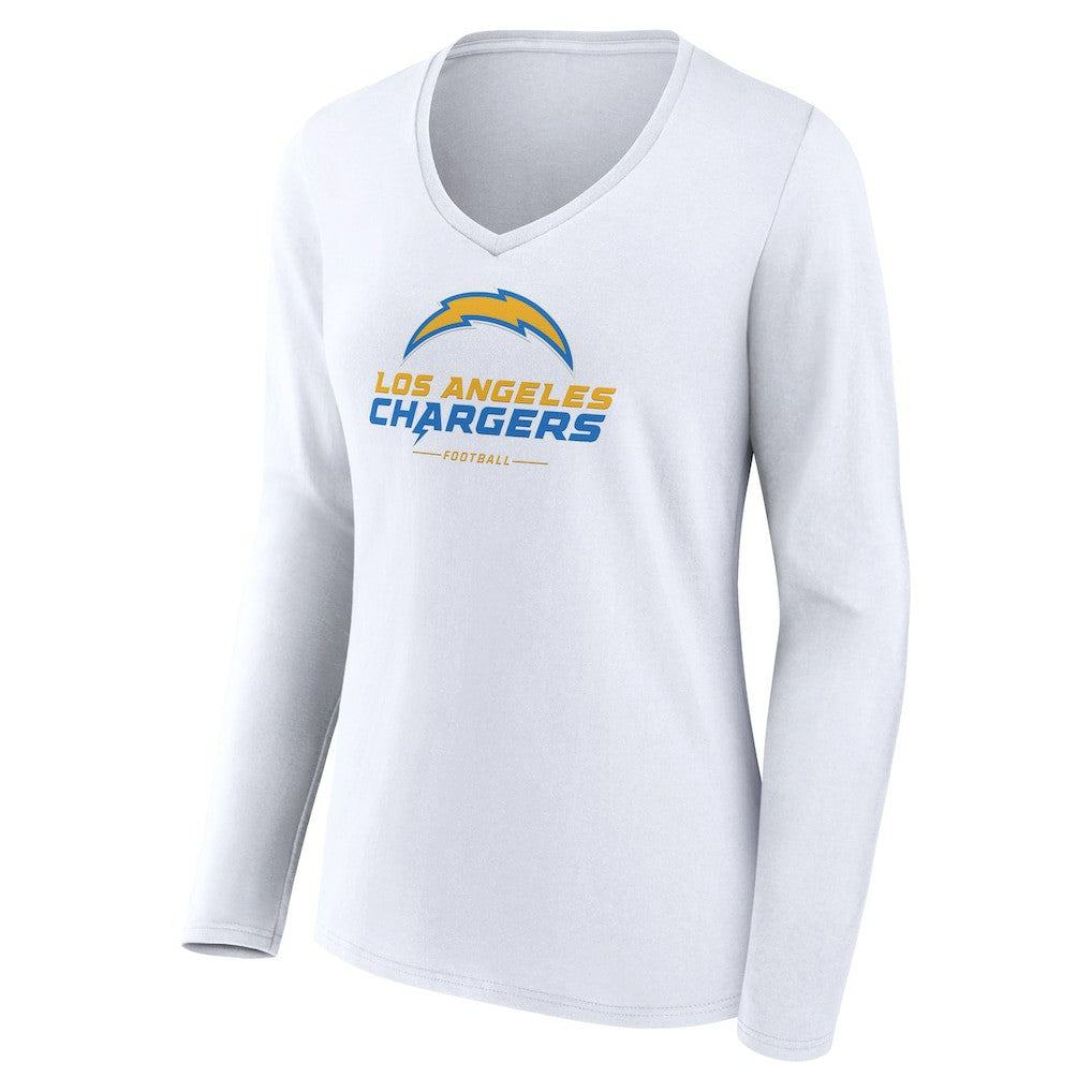 Women's Team Lockup Long Sleeve V-Neck T-Shirt - Los Angeles Chargers