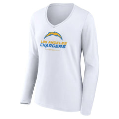 Women's Team Lockup Long Sleeve V-Neck T-Shirt - Los Angeles Chargers