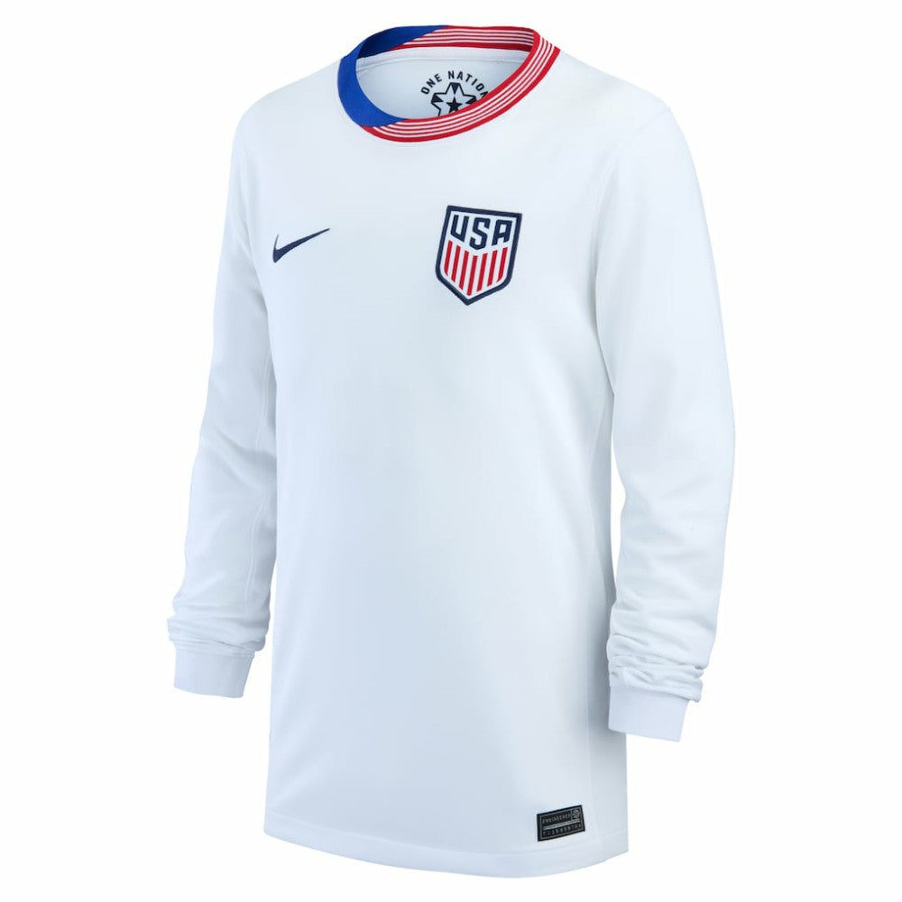 USMNT Youth 2024 Home Replica Long Sleeve Jersey - Nike White