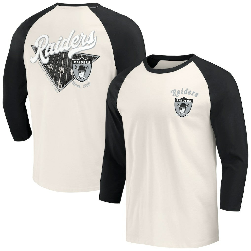 Darius Rucker Collection Raglan 3/4 Sleeve T-Shirt - Las Vegas Raiders