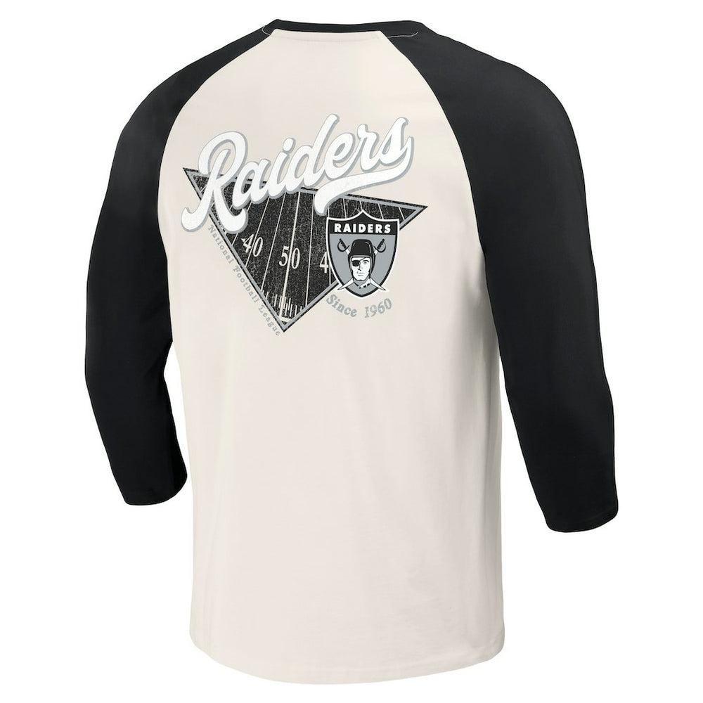 Darius Rucker Collection Raglan 3/4 Sleeve T-Shirt - Las Vegas Raiders