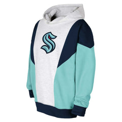 NHL Ash/Deep Sea Blue Seattle Kraken Youth Champion League Fleece Pullover Hoodie