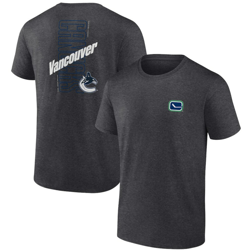 NHL Heather Charcoal Vancouver Canucks Fanatics Backbone T-Shirt