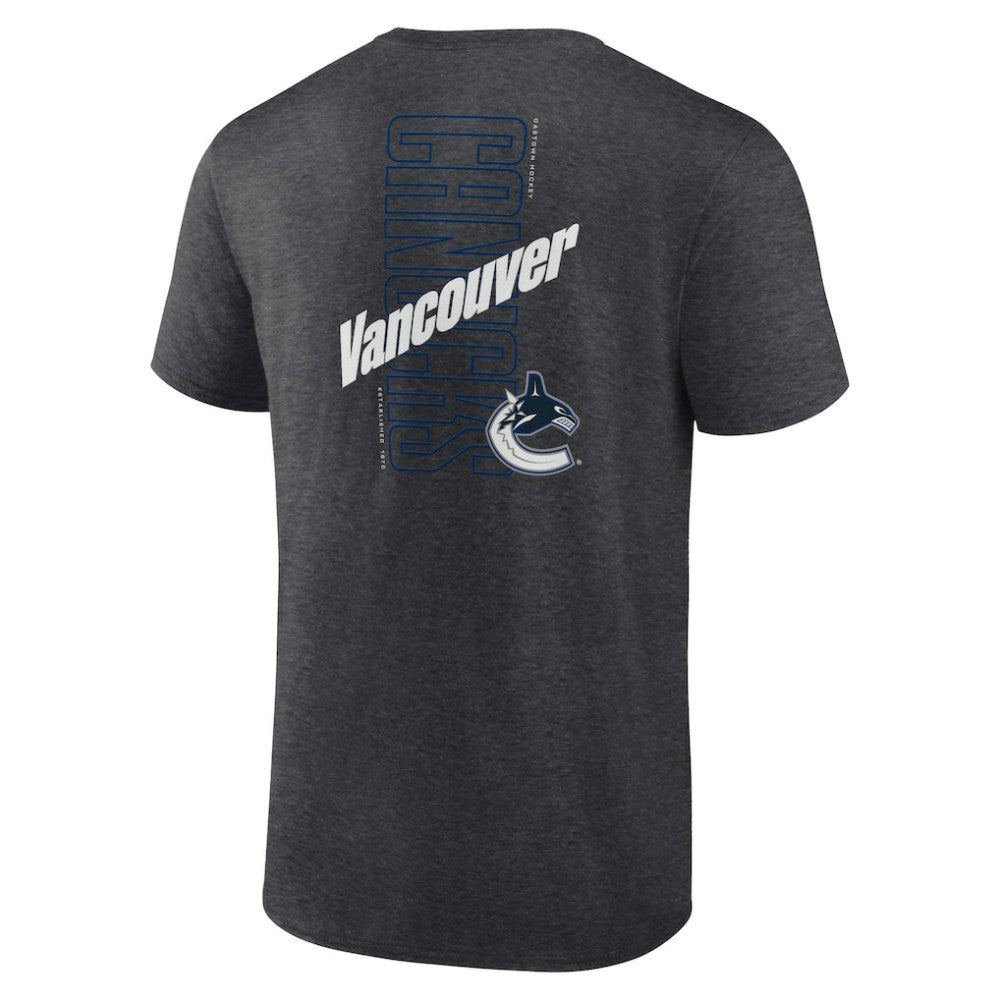 NHL Heather Charcoal Vancouver Canucks Fanatics Backbone T-Shirt