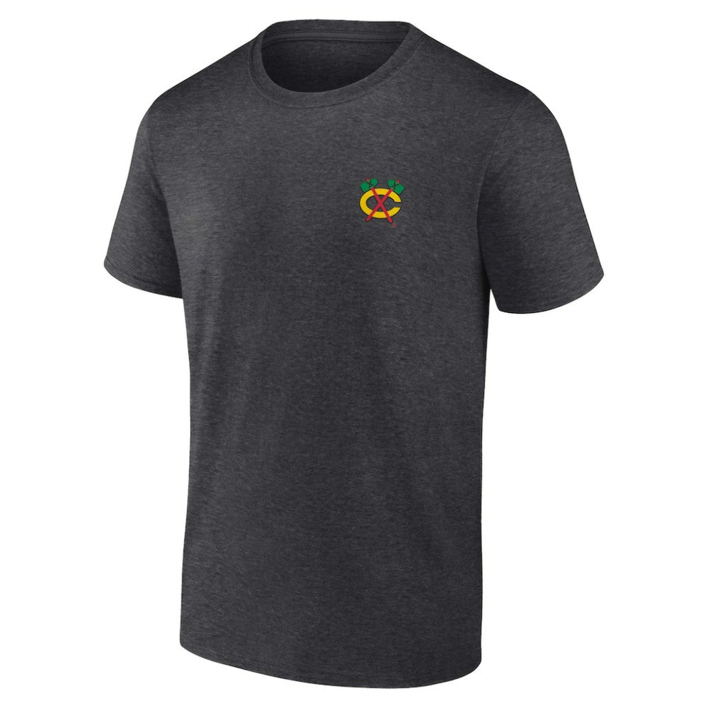 NHL Heather Charcoal Chicago Blackhawks Fanatics Backbone T-Shirt