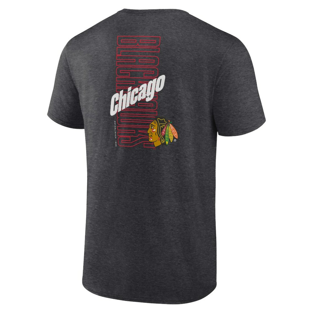 NHL Heather Charcoal Chicago Blackhawks Fanatics Backbone T-Shirt