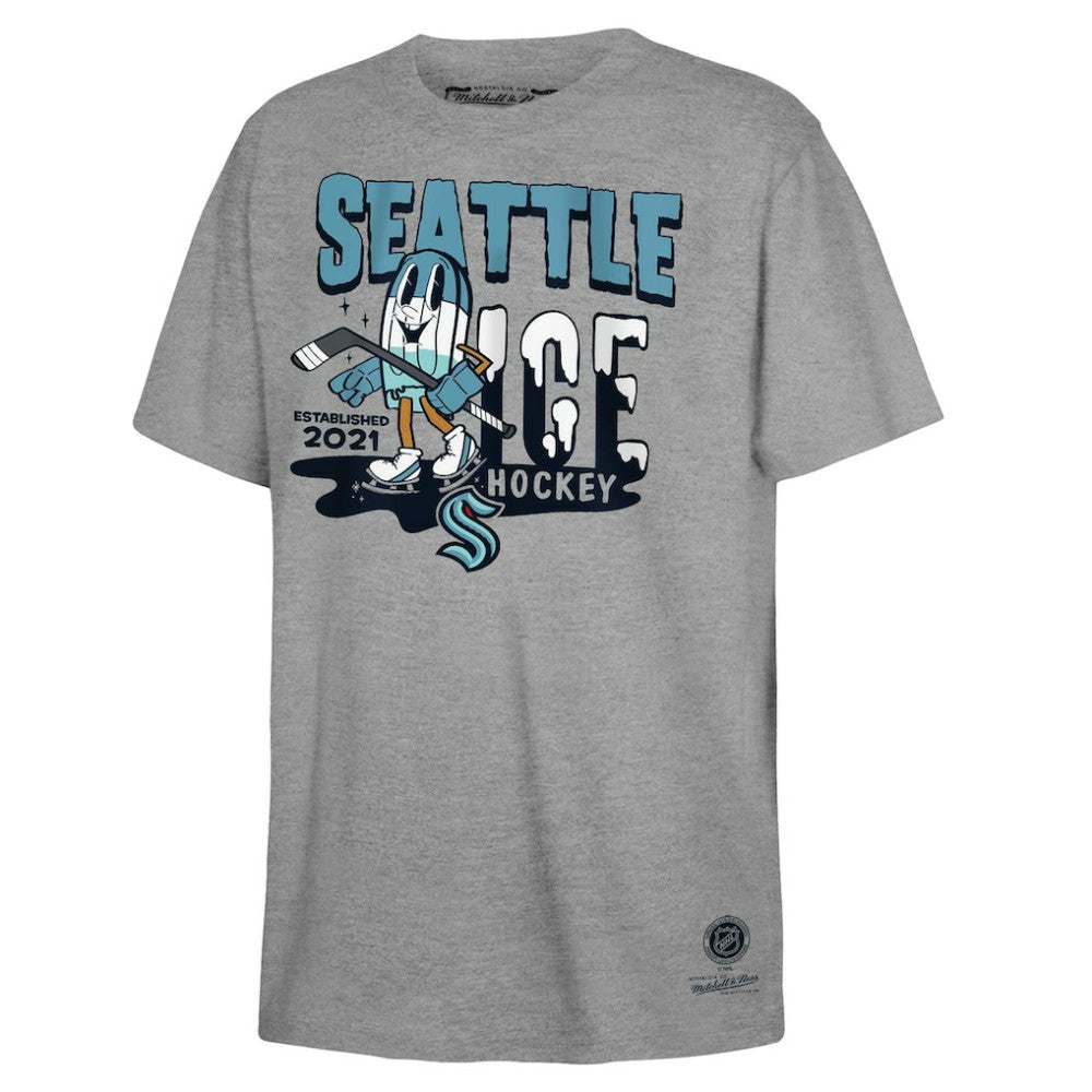 NHL Gray Seattle Kraken Mitchell & Ness Youth Ice Hockey T-Shirt