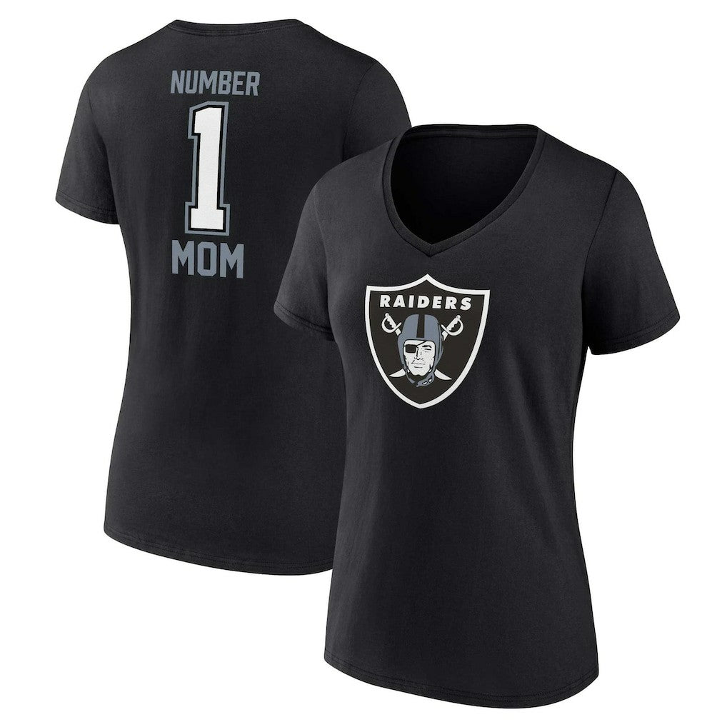 Women's Plus Size Mother's Day #1 Mom V-Neck T-Shirt - Las Vegas Raiders