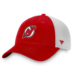 NHL Red/White New Jersey Devils Fanatics Core Primary Logo Trucker Adjustable Hat