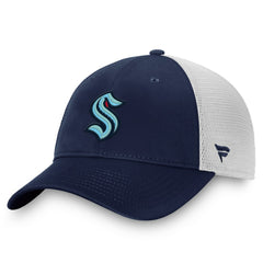 NHL Deep Sea Blue/White Seattle Kraken Fanatics Core Primary Logo Trucker Adjustable Hat