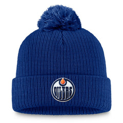 NHL Royal Edmonton Oilers Fanatics Primary Logo Cuffed Knit Hat with Pom