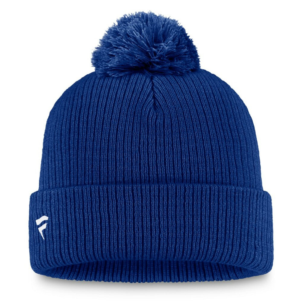 NHL Royal Edmonton Oilers Fanatics Primary Logo Cuffed Knit Hat with Pom