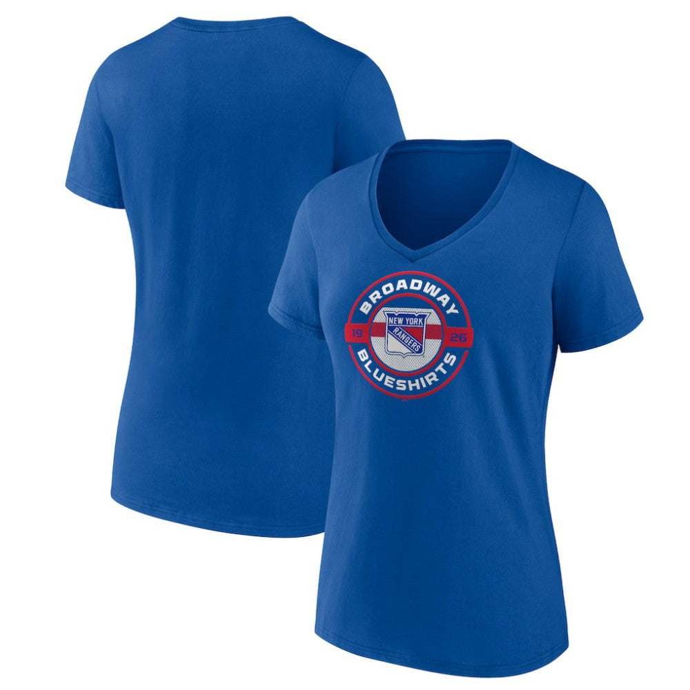 NHL Blue New York Rangers Fanatics Women's Local A V-Neck T-Shirt