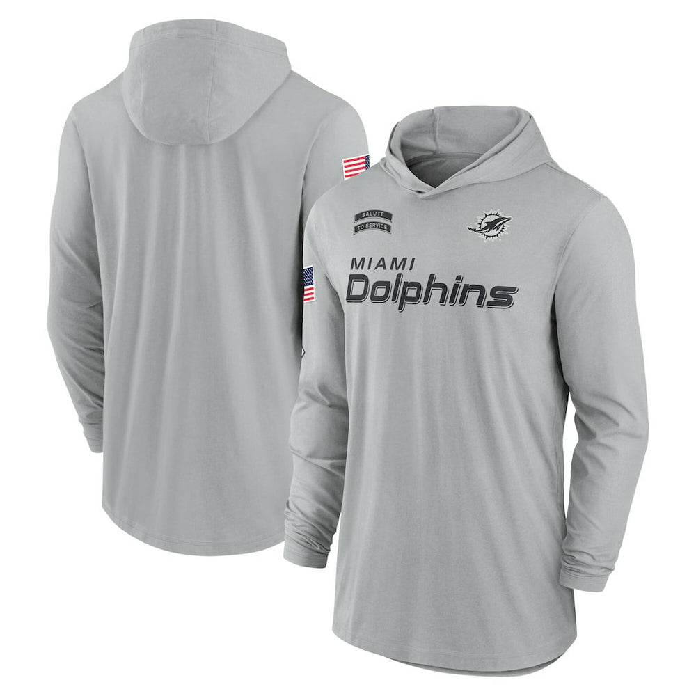 2024 Salute to Service Lightweight Dri-FIT Long Sleeve Hoodie T-Shirt - Miami Dolphins