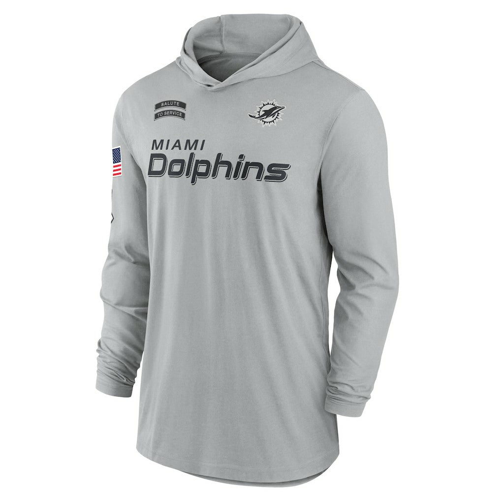 2024 Salute to Service Lightweight Dri-FIT Long Sleeve Hoodie T-Shirt - Miami Dolphins